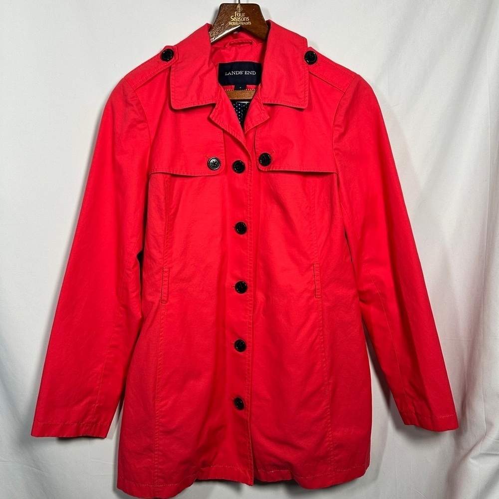 Lands' End Pink Lightweight Trench Coat Womens S - Picture 2 of 14